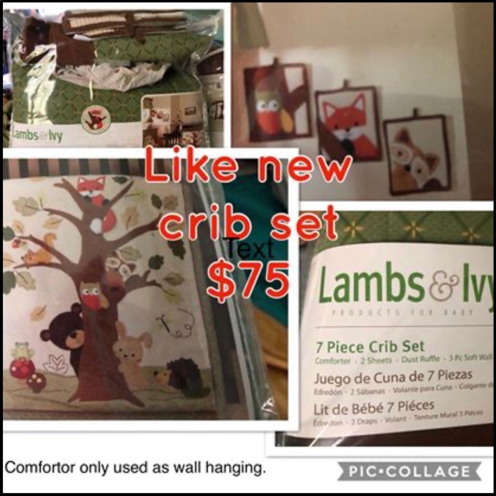 Crib set plus 2 pillows